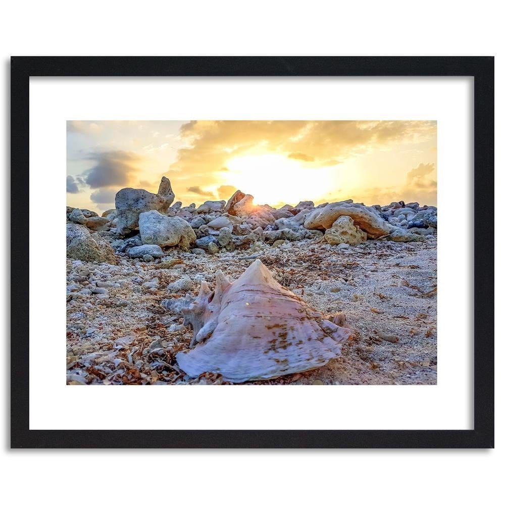 Glezna melnā rāmī - Seashell And Stones Home Trends