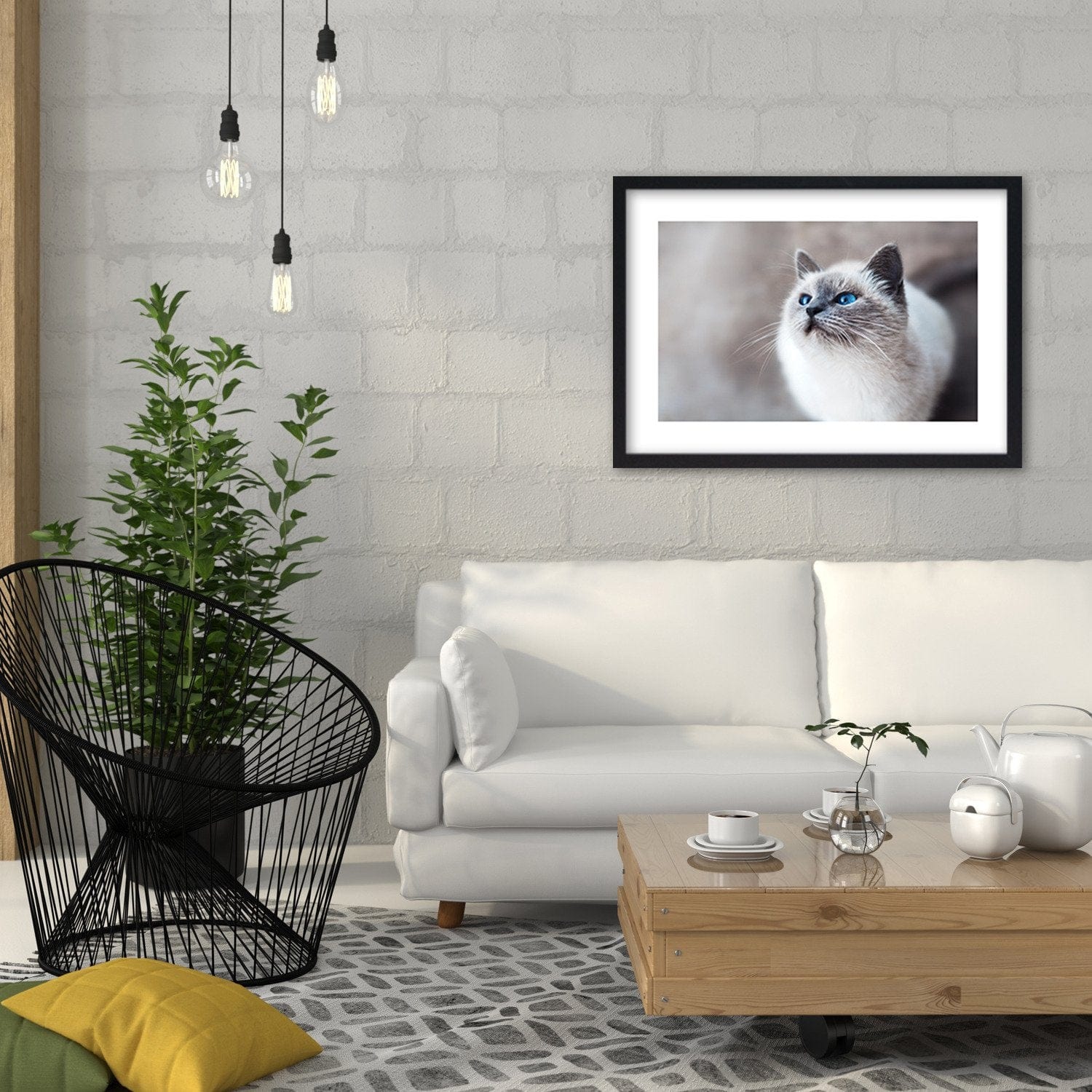 Glezna melnā rāmī - Siberian Cat Home Trends