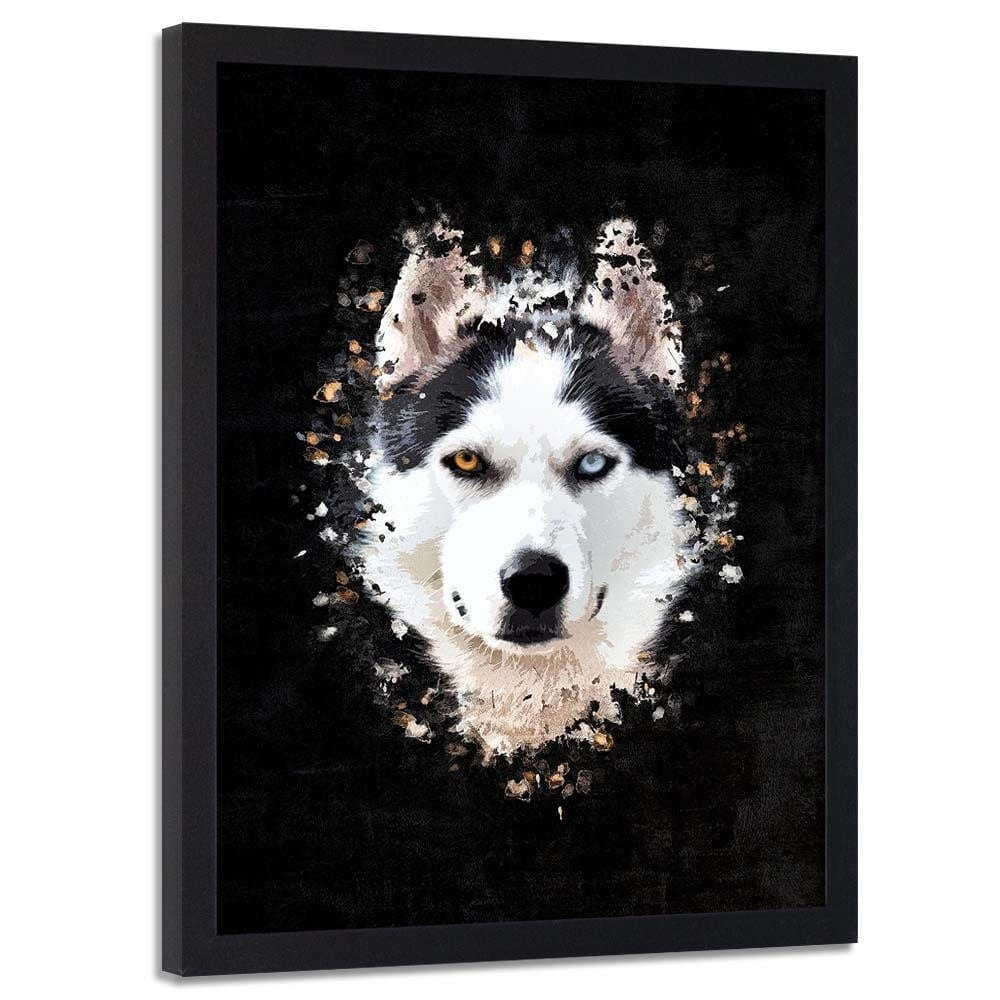 Glezna melnā rāmī - Siberian Husky Home Trends