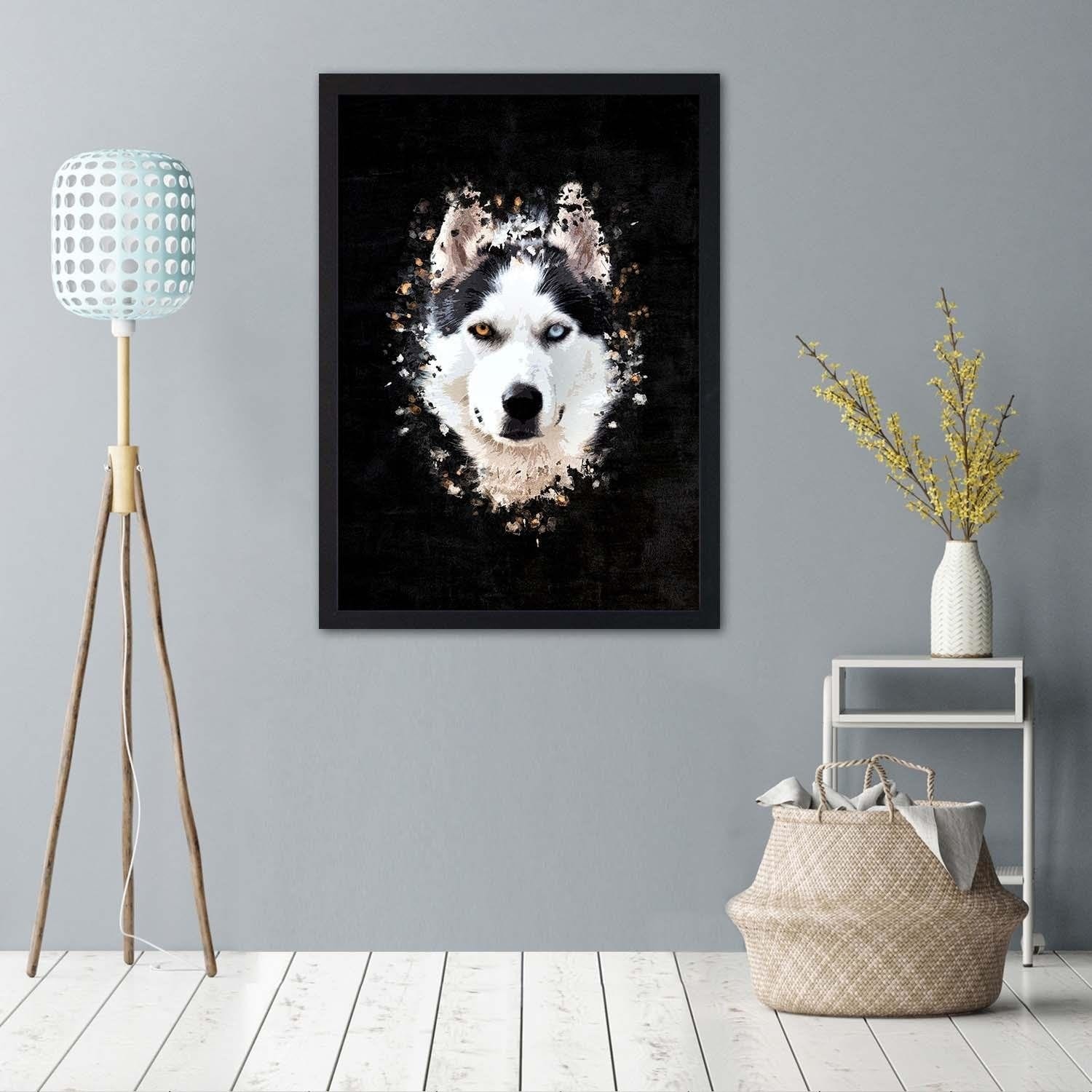 Glezna melnā rāmī - Siberian Husky Home Trends