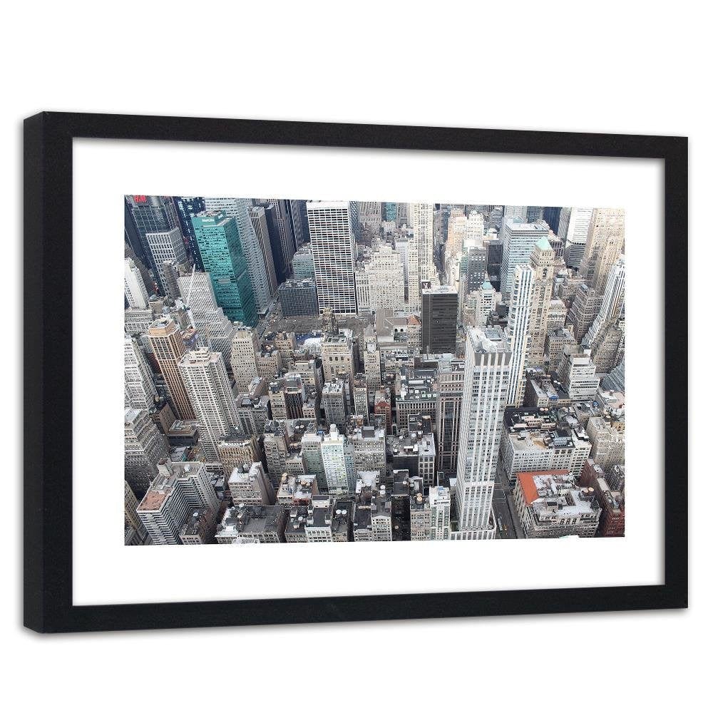 Glezna melnā rāmī - Skyscrapers Bird's Eye View Home Trends