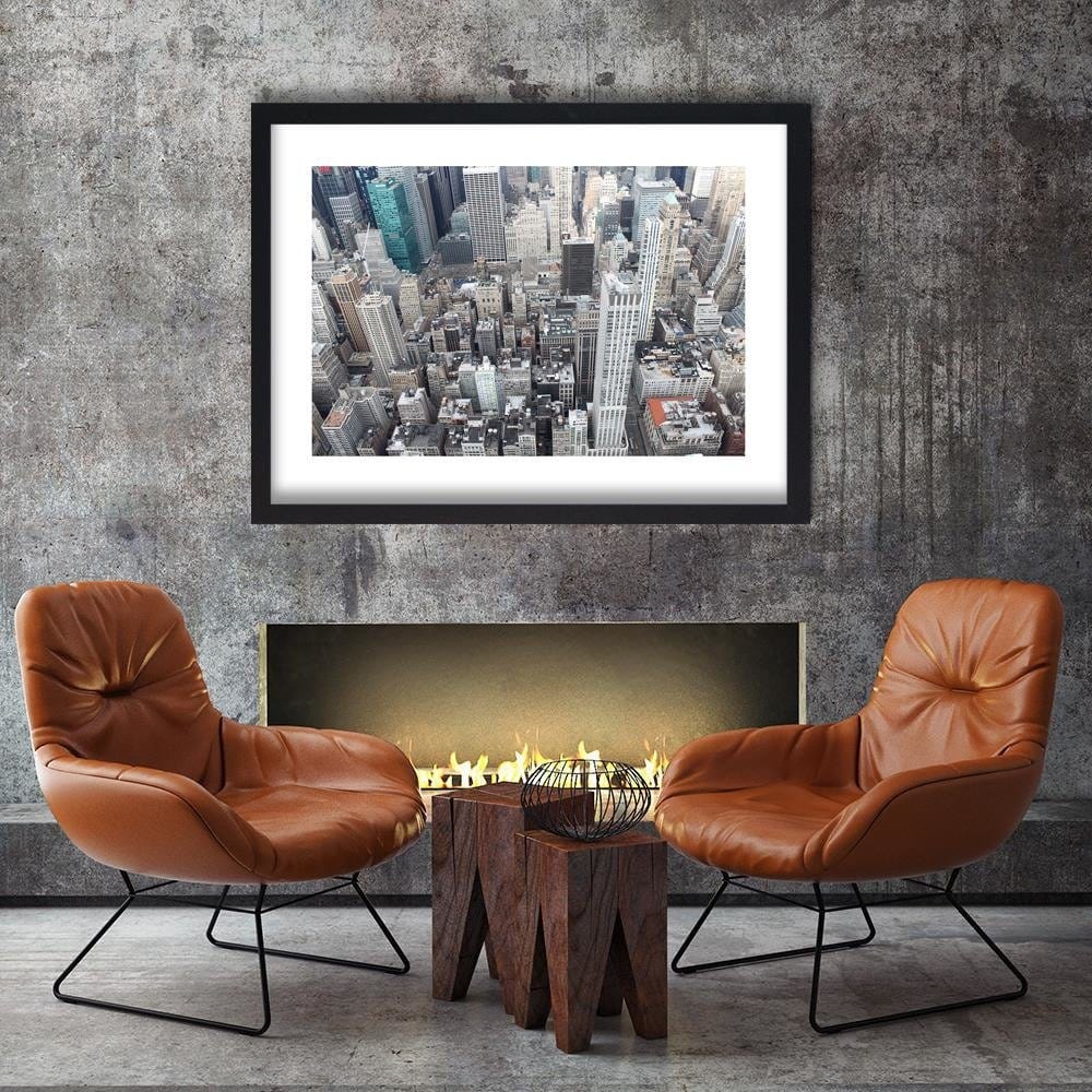 Glezna melnā rāmī - Skyscrapers Bird's Eye View Home Trends