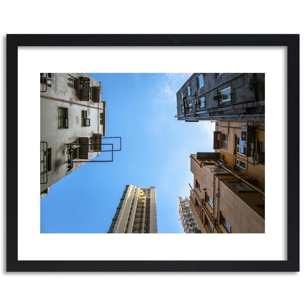 Glezna melnā rāmī - Skyscrapers From Below Home Trends