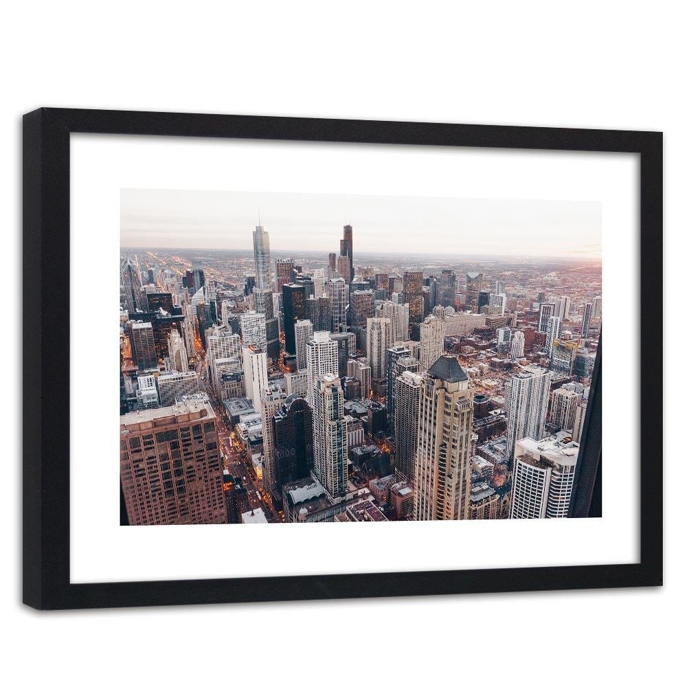 Glezna melnā rāmī - Skyscrapers In Chicago Home Trends