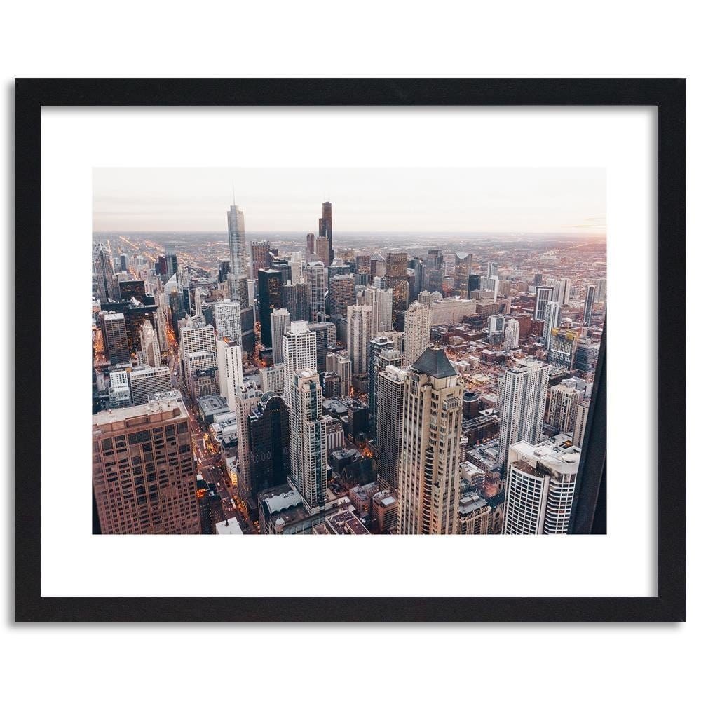 Glezna melnā rāmī - Skyscrapers In Chicago Home Trends