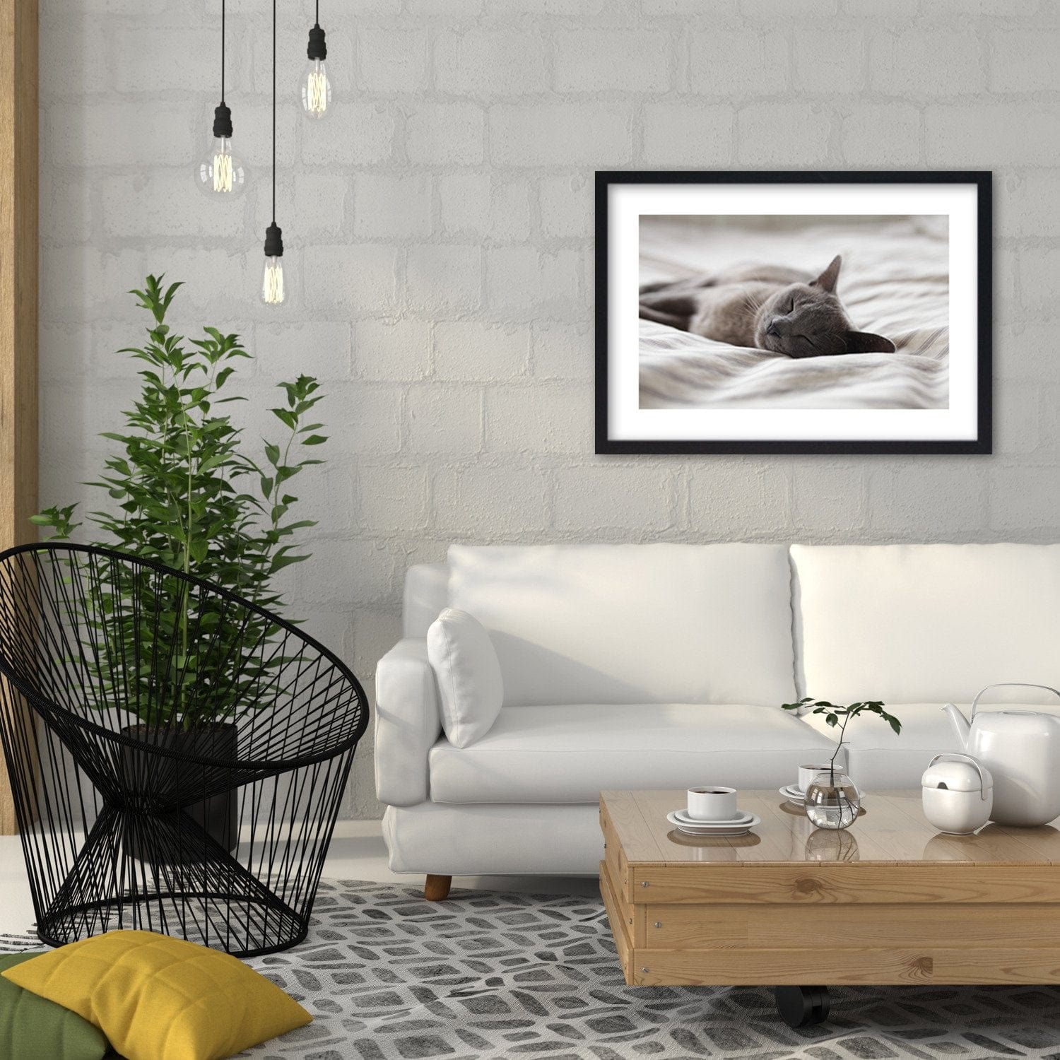 Glezna melnā rāmī - Sleepy Cat Home Trends