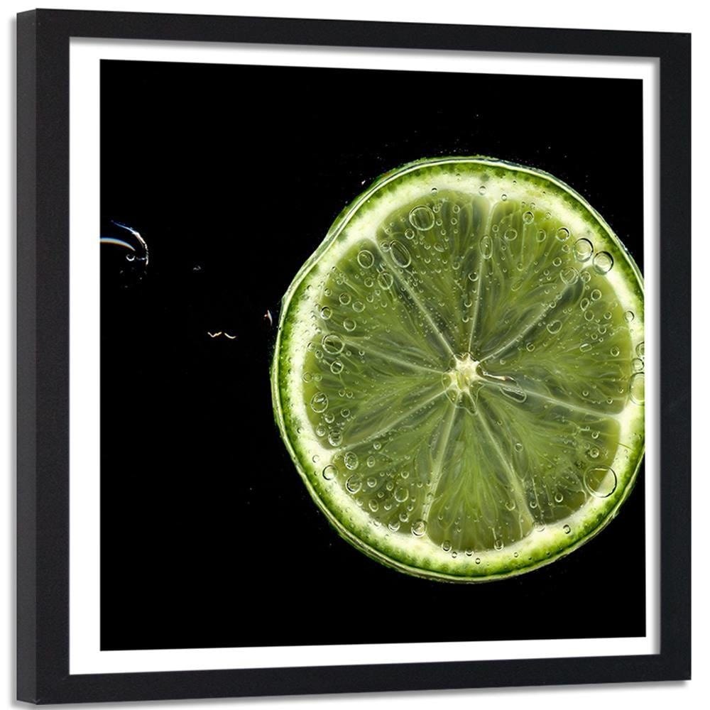 Glezna melnā rāmī - Slice Green Lemon Home Trends