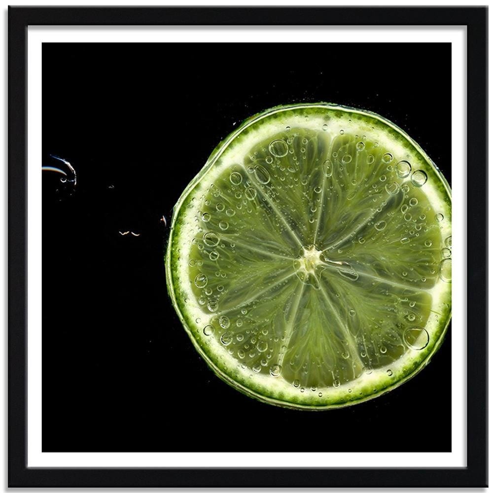 Glezna melnā rāmī - Slice Green Lemon Home Trends