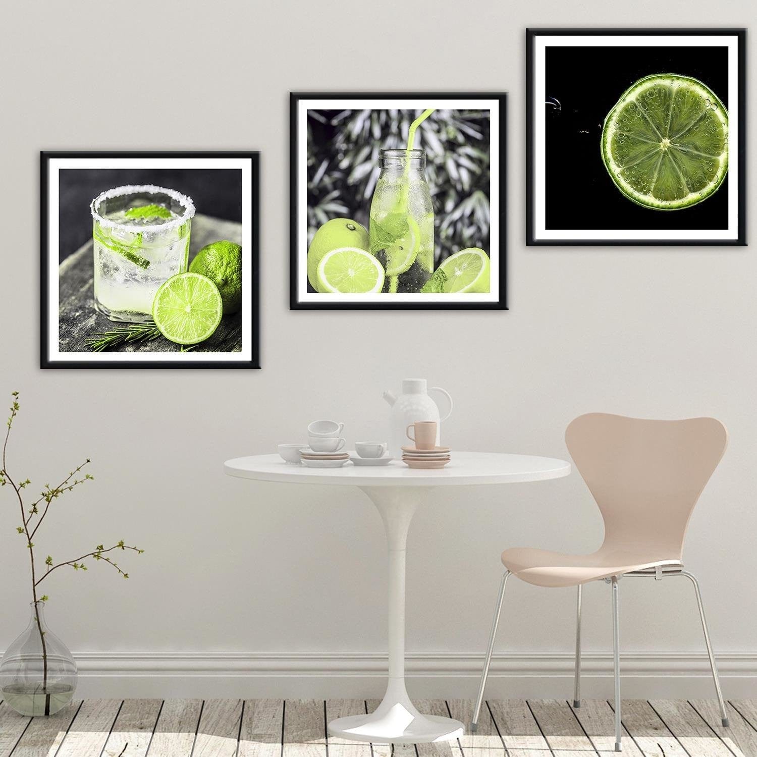 Glezna melnā rāmī - Slice Green Lemon Home Trends