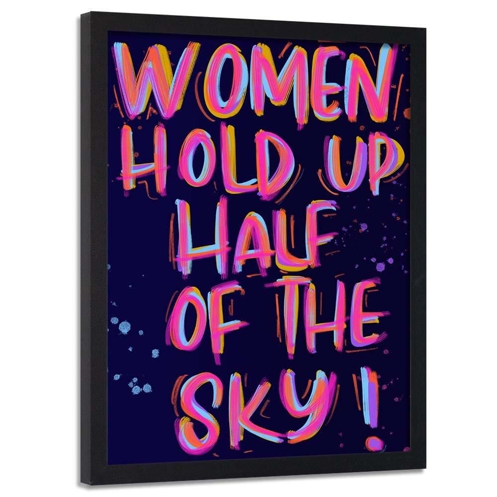 Glezna melnā rāmī - Slogan About Women Home Trends