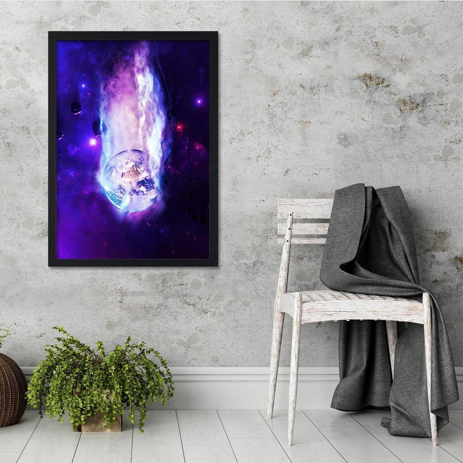 Glezna melnā rāmī - Space Wall Art Purple Home Trends