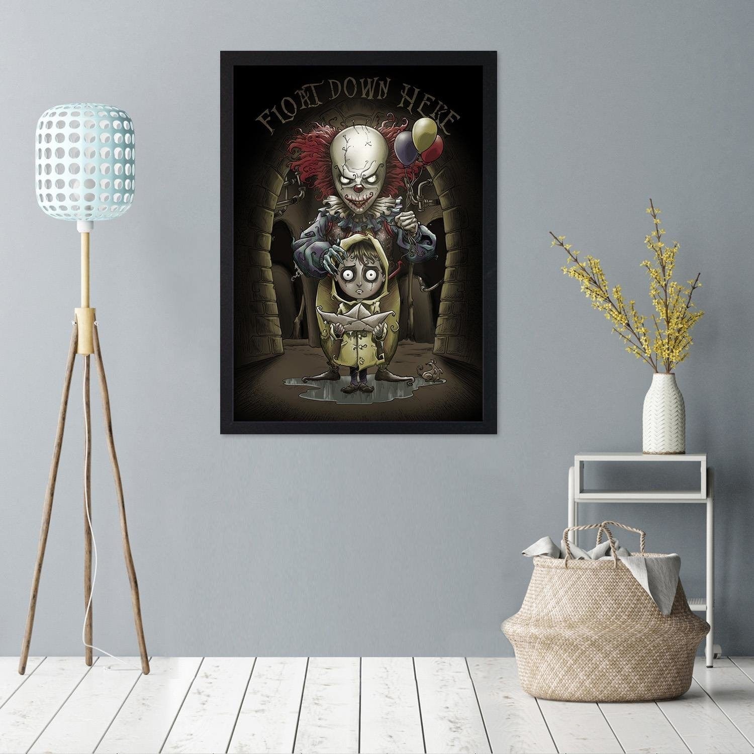 Glezna melnā rāmī - Spooky Clown Home Trends