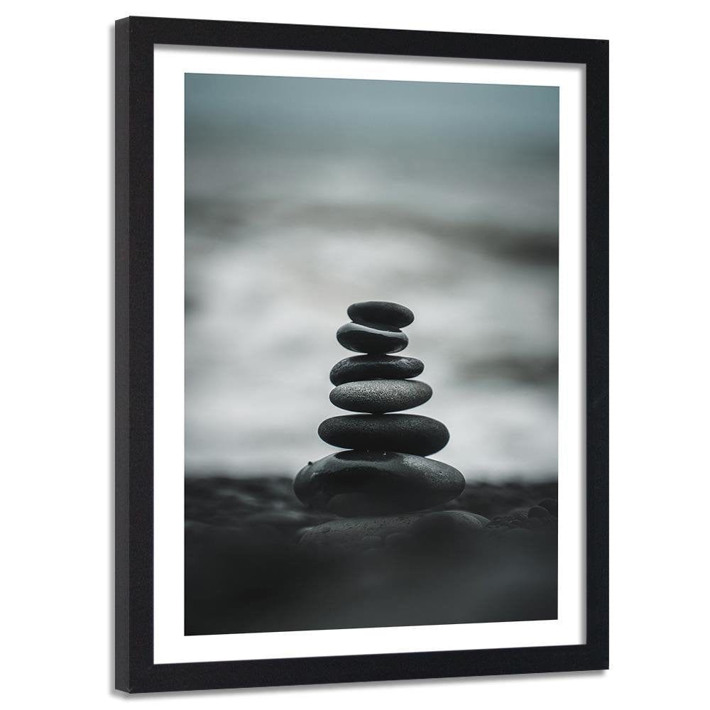 Glezna melnā rāmī - Stacked Stones Home Trends