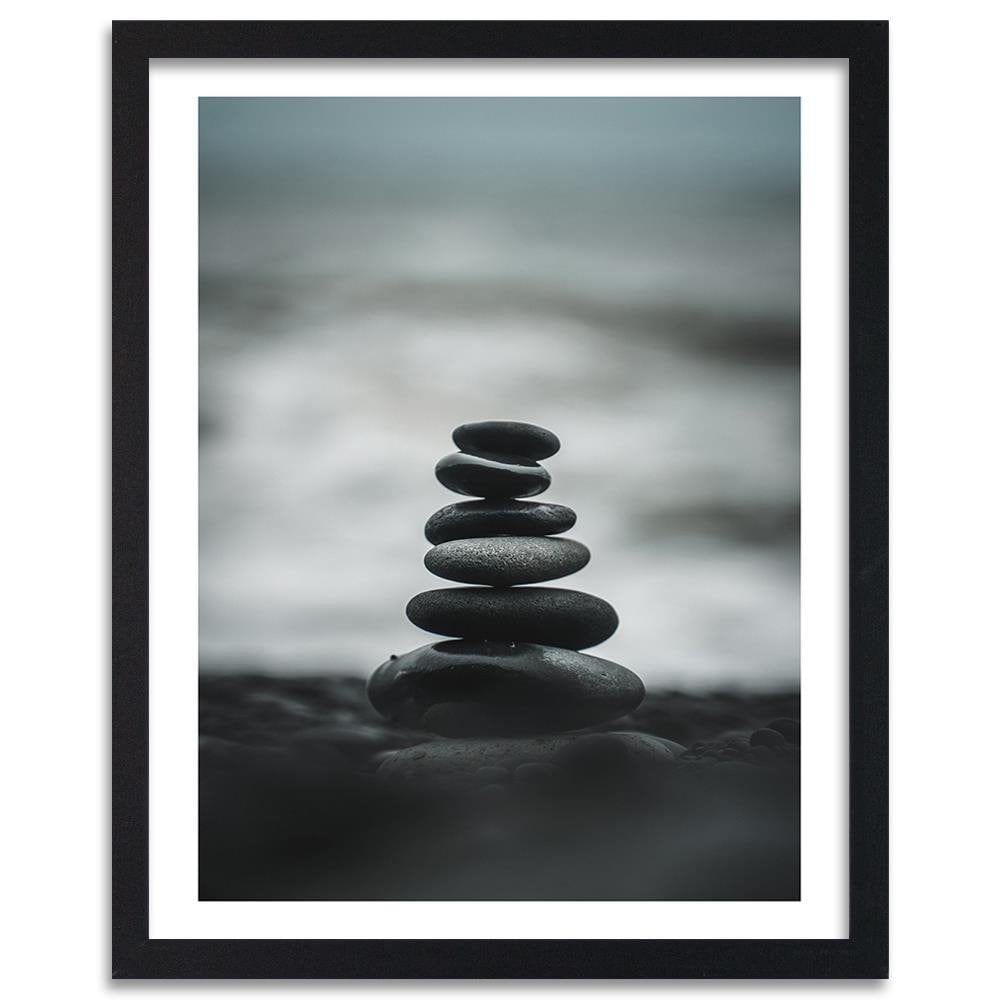 Glezna melnā rāmī - Stacked Stones Home Trends