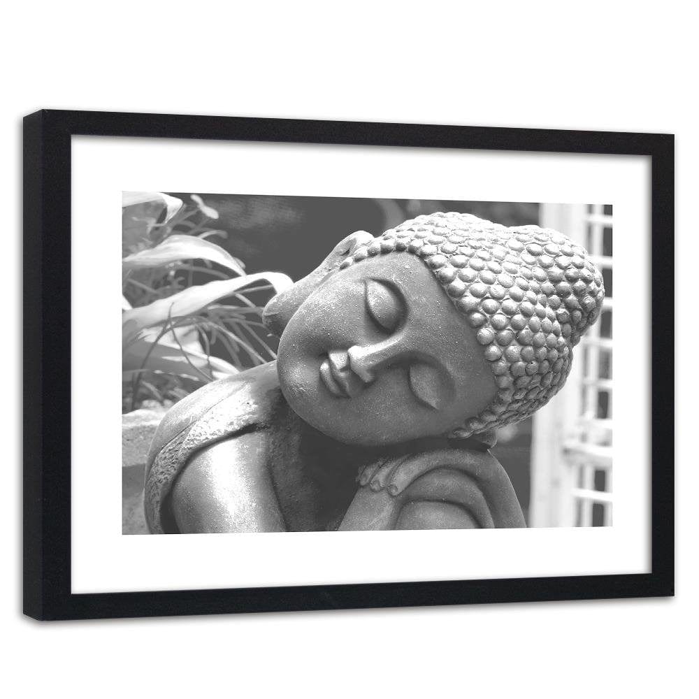 Glezna melnā rāmī - Statue Of Sleeping Buddha Home Trends