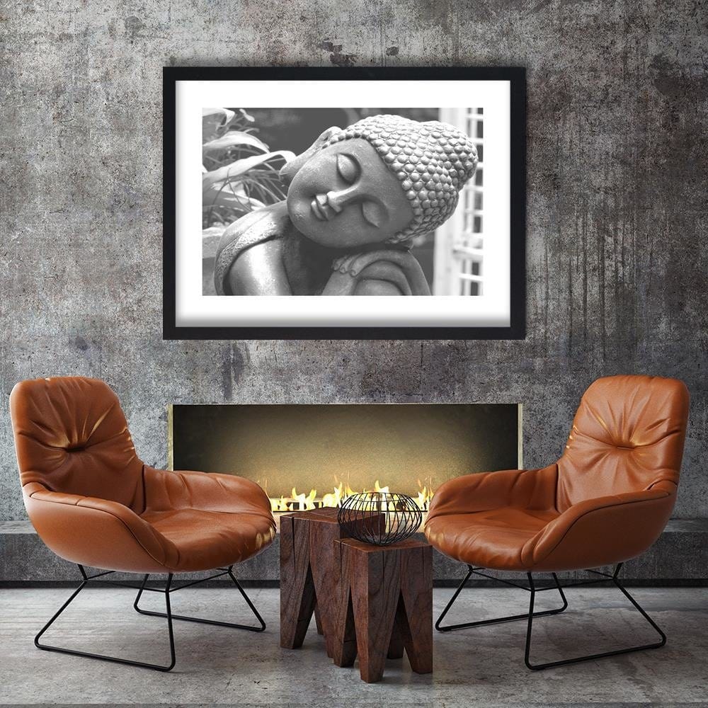Glezna melnā rāmī - Statue Of Sleeping Buddha Home Trends