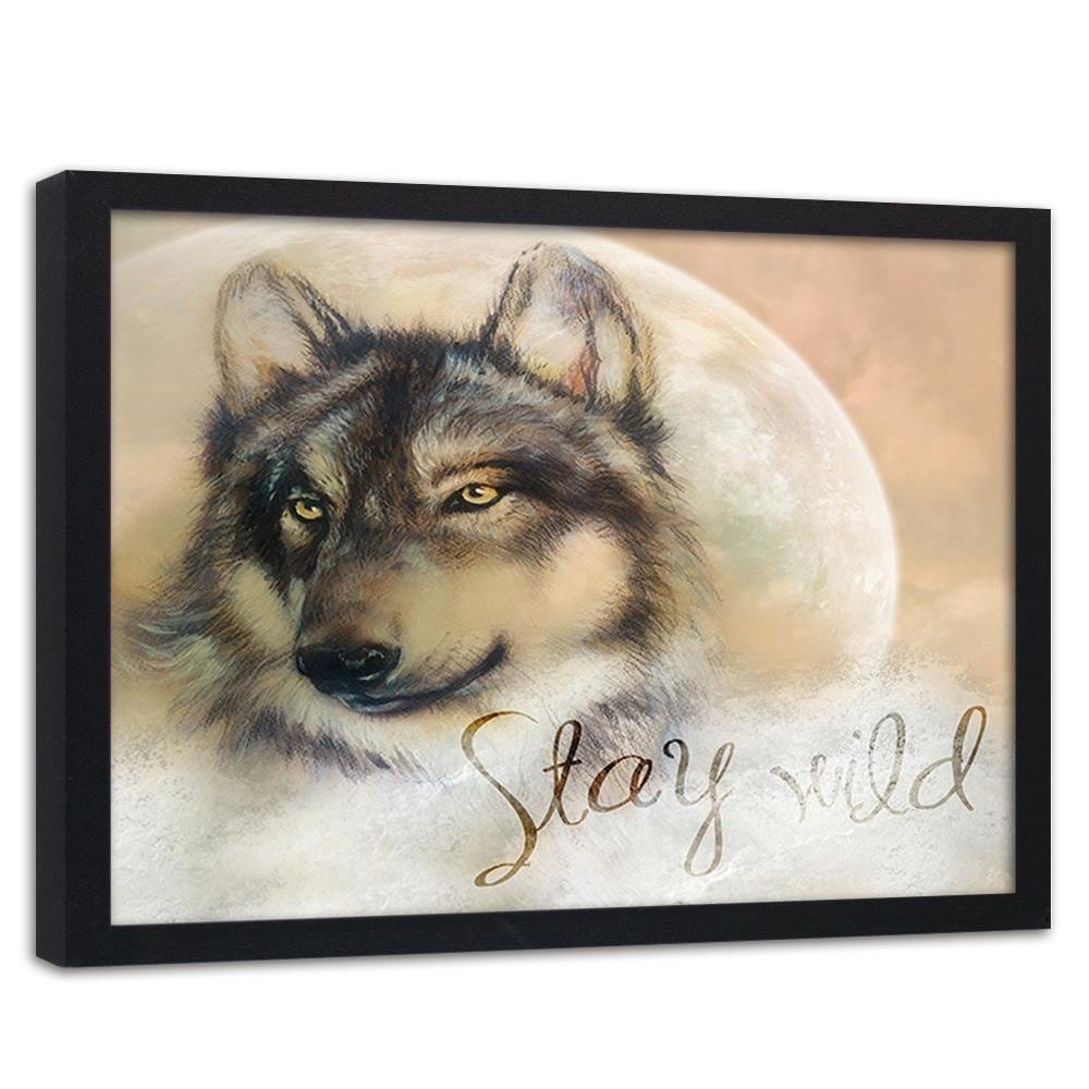Glezna melnā rāmī - Stay Wild Wolf Home Trends