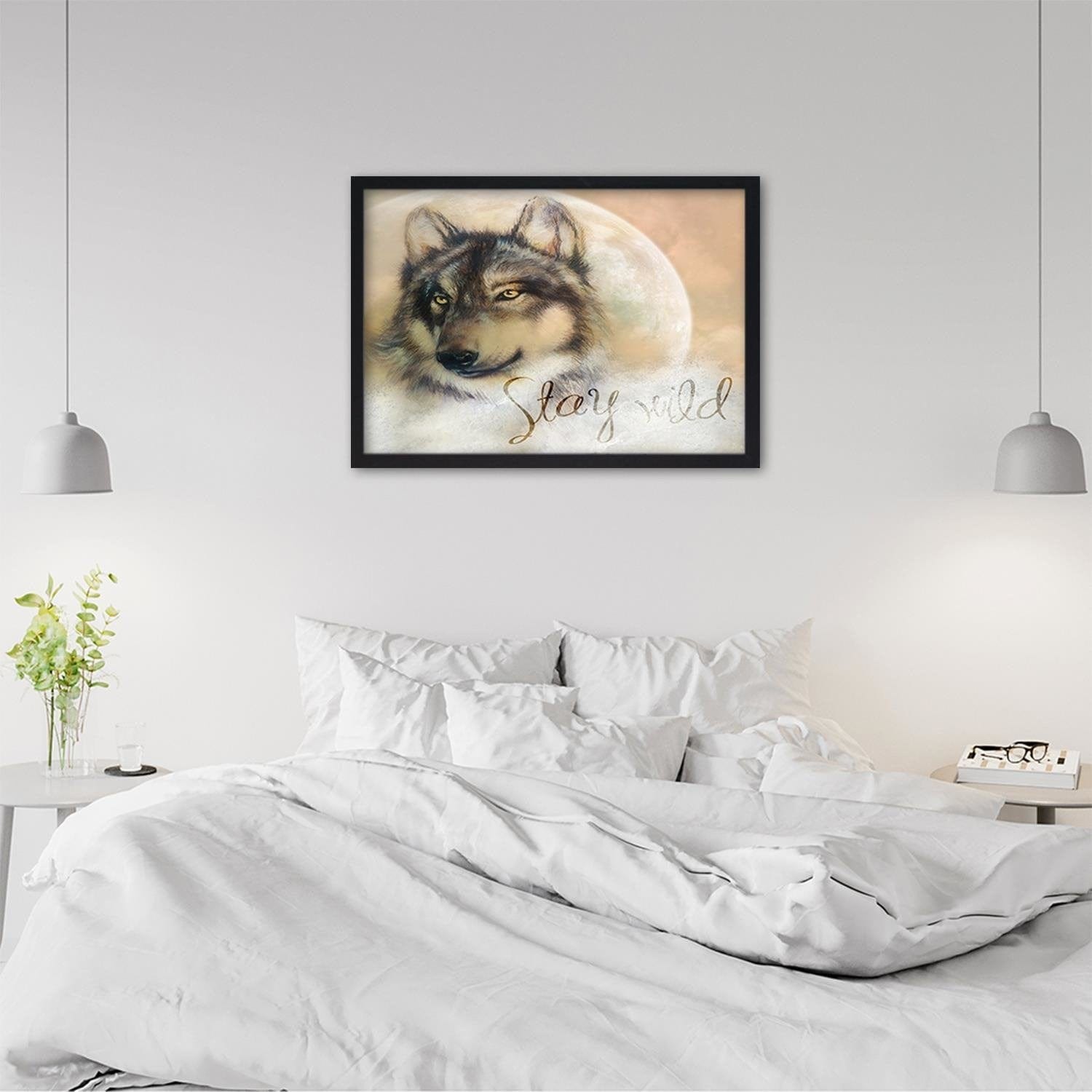 Glezna melnā rāmī - Stay Wild Wolf Home Trends