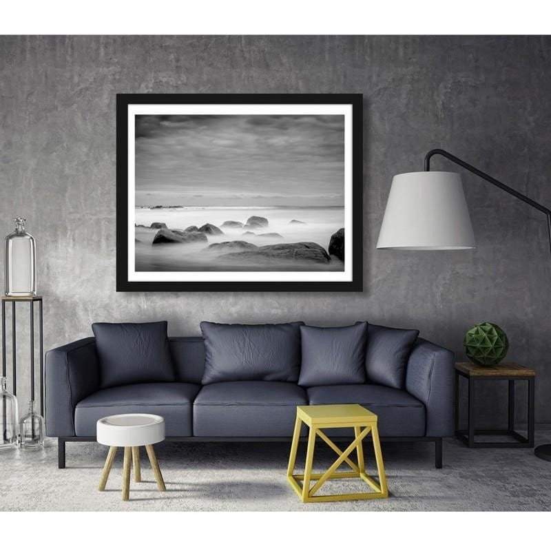 Glezna melnā rāmī - Stones sea fog Home Trends