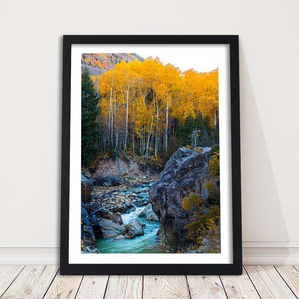 Glezna melnā rāmī - Stream In The Forest Home Trends
