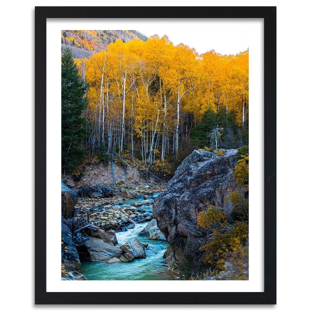 Glezna melnā rāmī - Stream In The Forest Home Trends