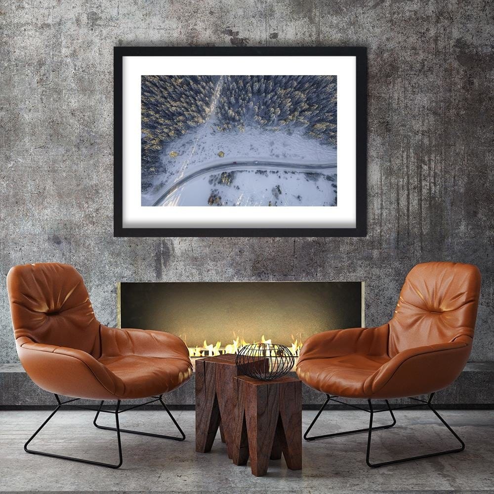 Glezna melnā rāmī - Street In The Middle Of The Forest Home Trends