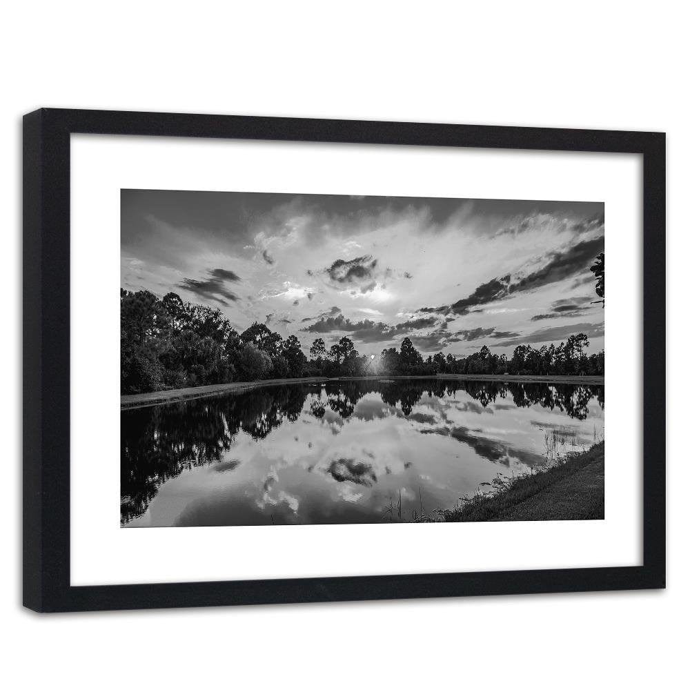 Glezna melnā rāmī - Sunrise Over The Lake 2 Home Trends