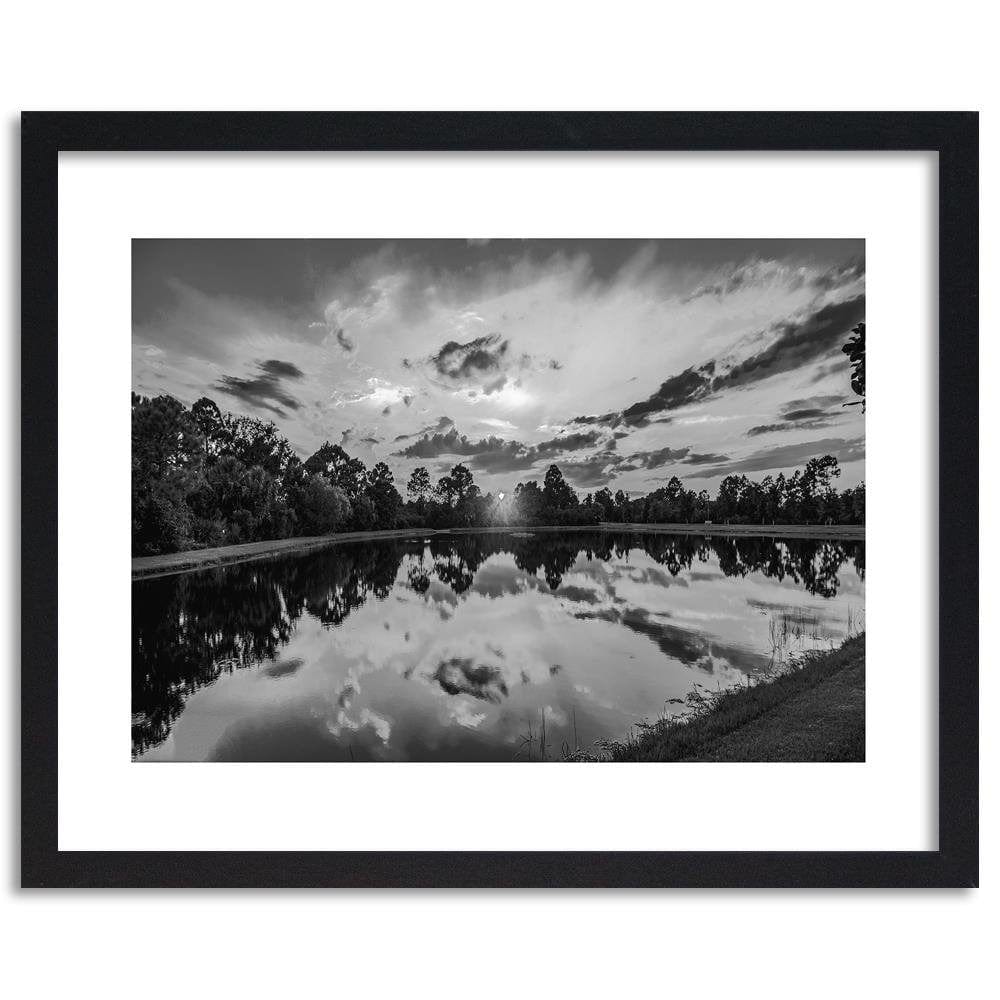 Glezna melnā rāmī - Sunrise Over The Lake 2 Home Trends