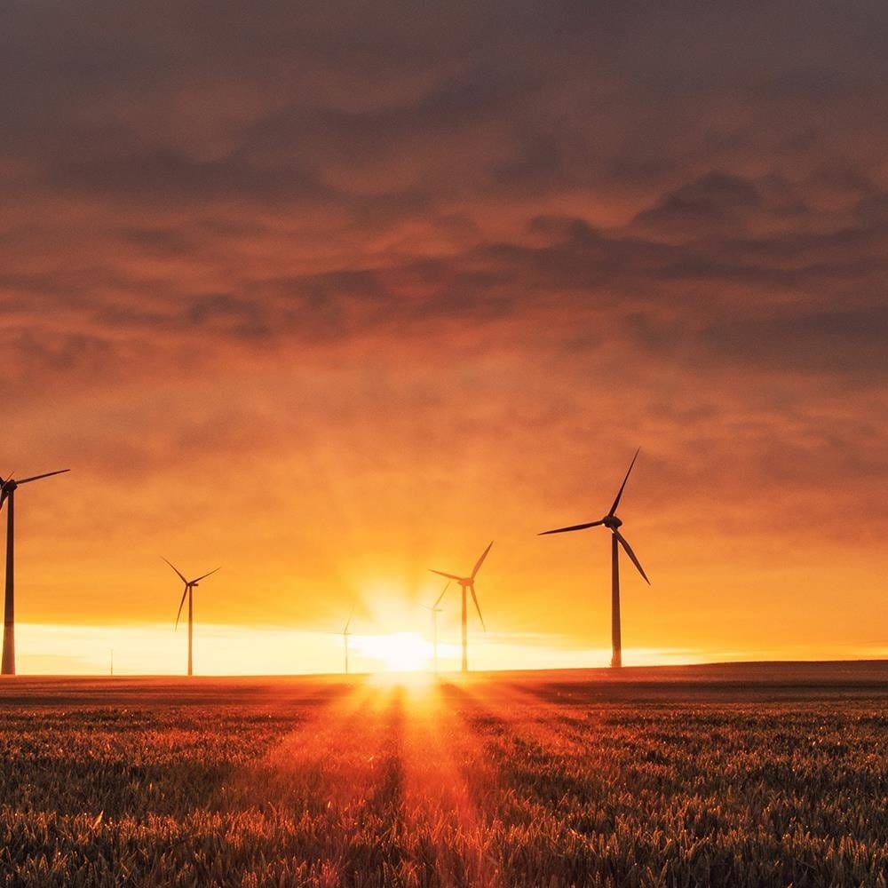 Glezna melnā rāmī - Sunset And Windmill Home Trends