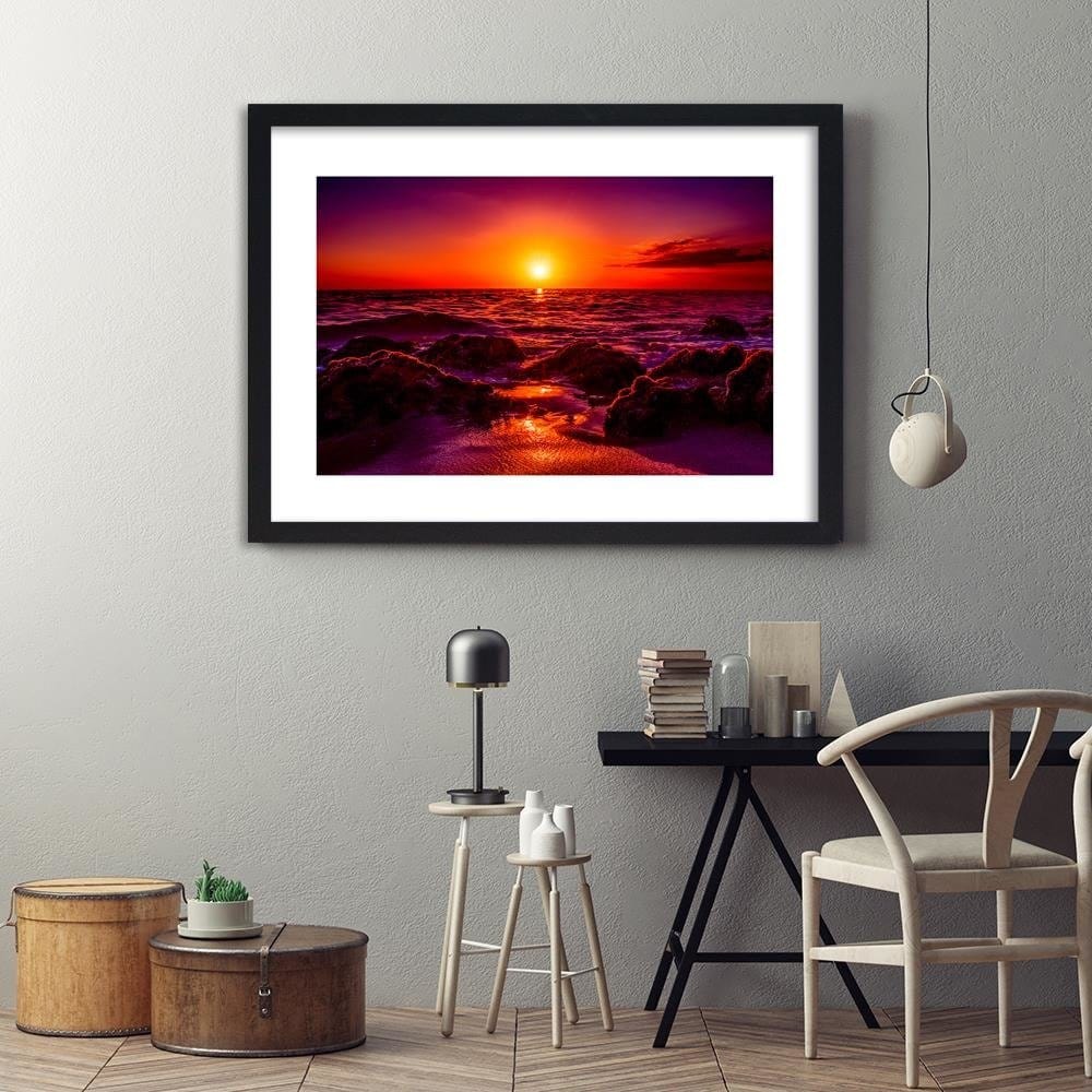 Glezna melnā rāmī - Sunset At The Seaside 3 Home Trends