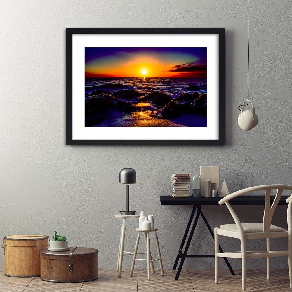 Glezna melnā rāmī - Sunset At The Seaside 4 Home Trends
