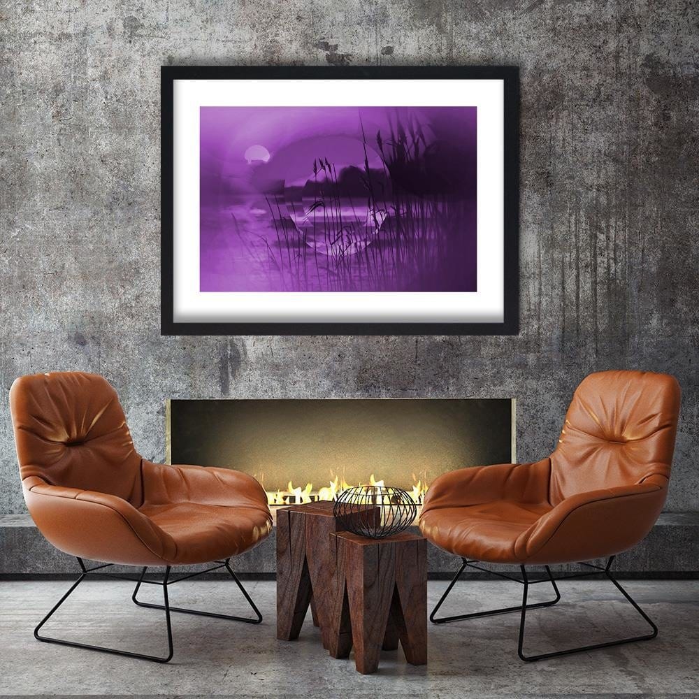 Glezna melnā rāmī - Sunset Geometry 3 Home Trends
