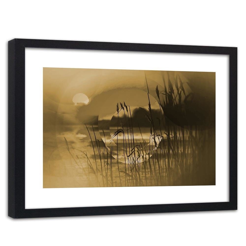 Glezna melnā rāmī - Sunset Geometry Sepia  Home Trends