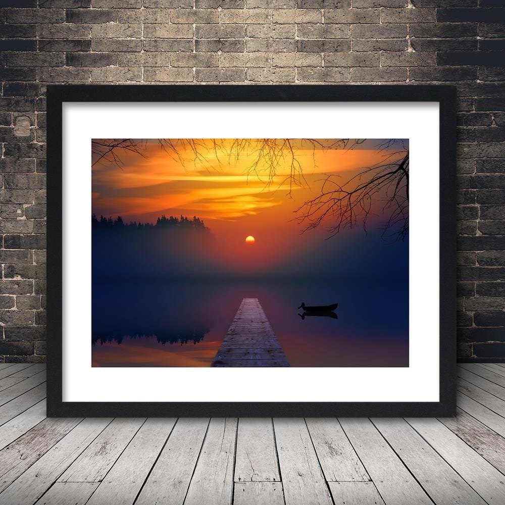 Glezna melnā rāmī - Sunset In The Fog Home Trends