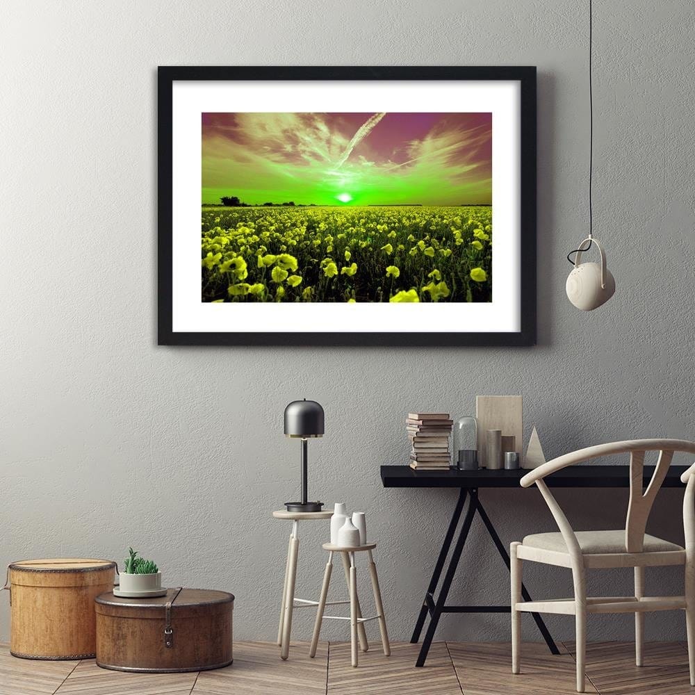 Glezna melnā rāmī - Sunset Over A Field Poppy 4 Home Trends