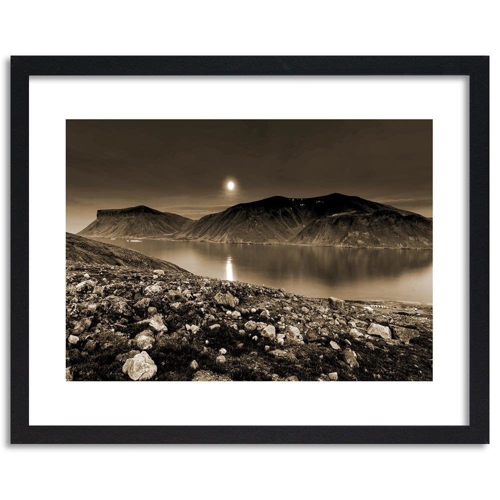 Glezna melnā rāmī - Sunset Over A Mountain Lake 1 Home Trends