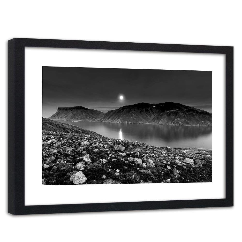 Glezna melnā rāmī - Sunset Over A Mountain Lake 2 Home Trends