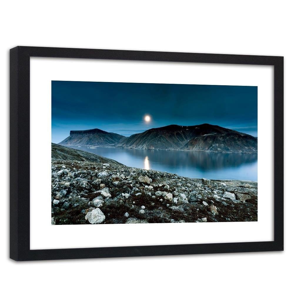 Glezna melnā rāmī - Sunset Over A Mountain Lake 3 Home Trends