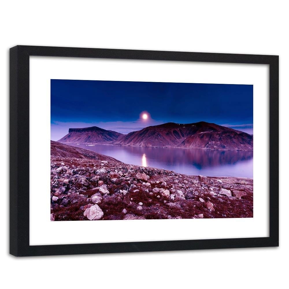 Glezna melnā rāmī - Sunset Over A Mountain Lake 4 Home Trends