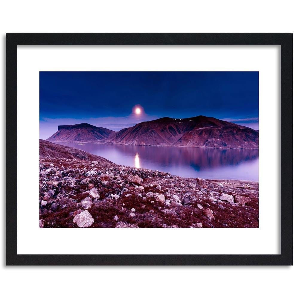 Glezna melnā rāmī - Sunset Over A Mountain Lake 4 Home Trends