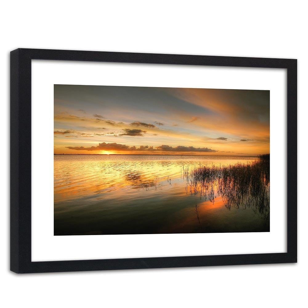 Glezna melnā rāmī - Sunset Over The Lake  Home Trends
