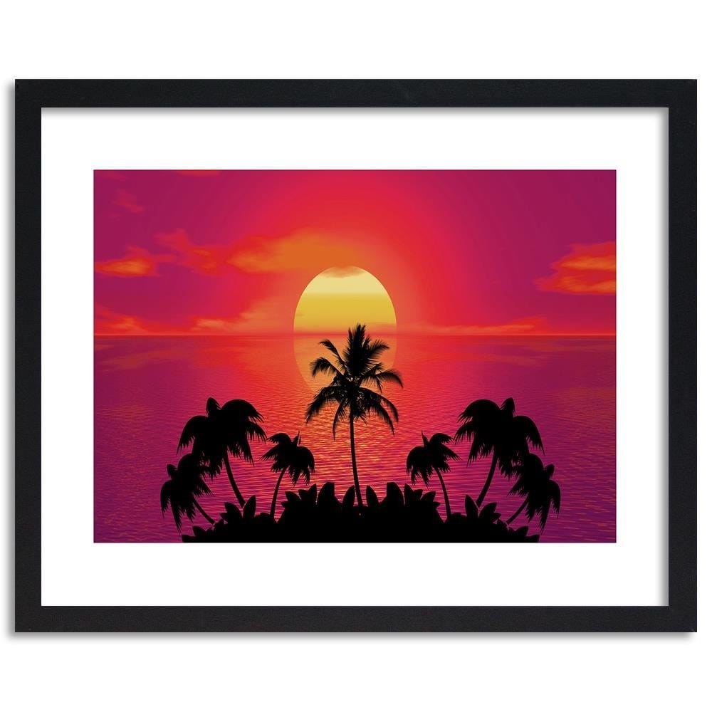 Glezna melnā rāmī - Sunset With Palm Trees 3 Home Trends