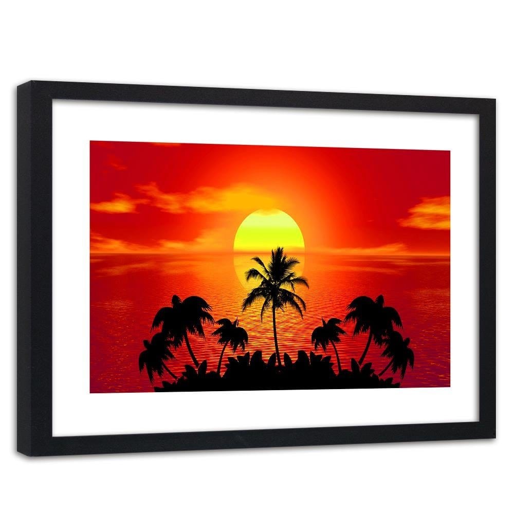 Glezna melnā rāmī - Sunset With Palm Trees 4 Home Trends