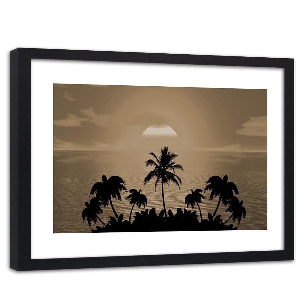 Glezna melnā rāmī - Sunset With Palms 1 Home Trends