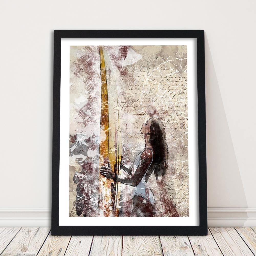 Glezna melnā rāmī - Surfer Abstraction Home Trends