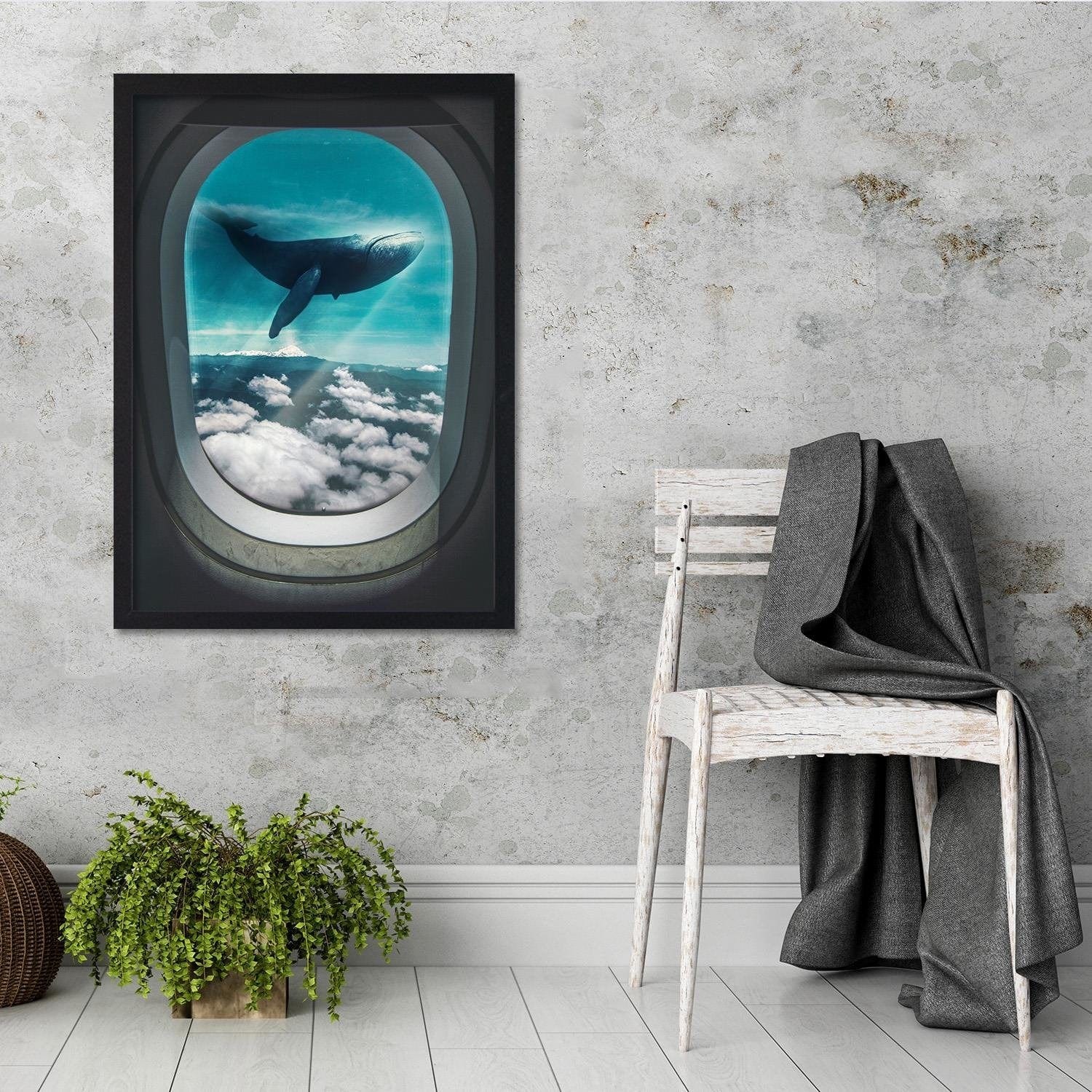 Glezna melnā rāmī - Surrealism Blue Home Trends