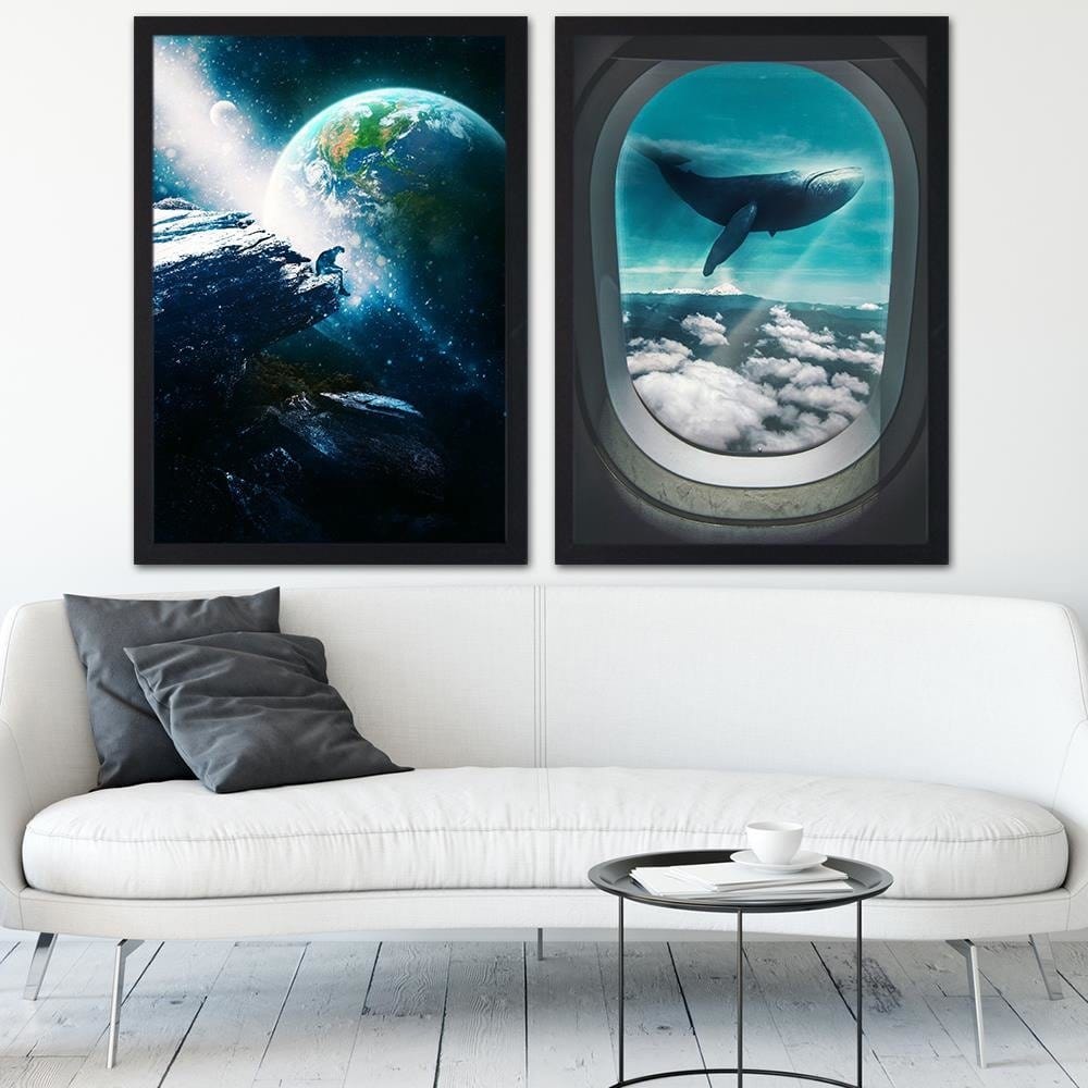 Glezna melnā rāmī - Surrealism Blue Home Trends