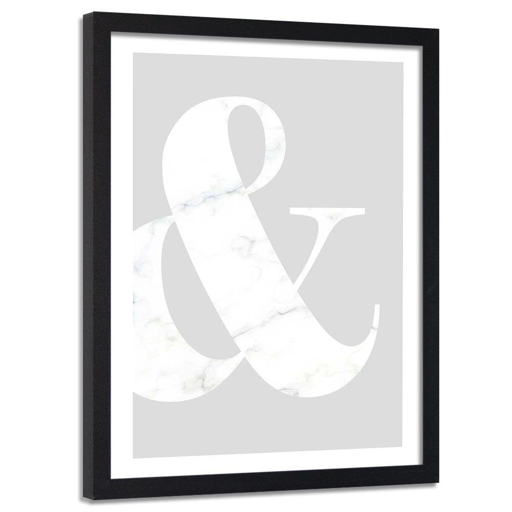Glezna melnā rāmī - Symbol On A Gray Background Home Trends