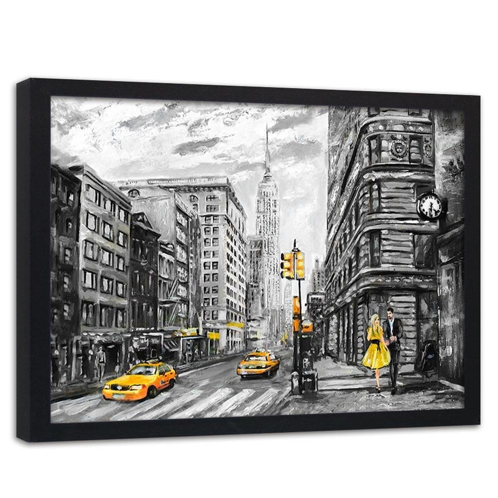 Glezna melnā rāmī - Taxi In The City Home Trends
