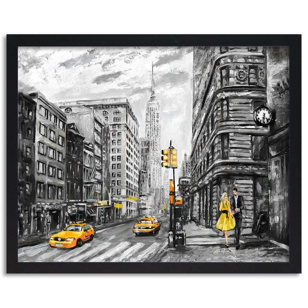 Glezna melnā rāmī - Taxi In The City Home Trends